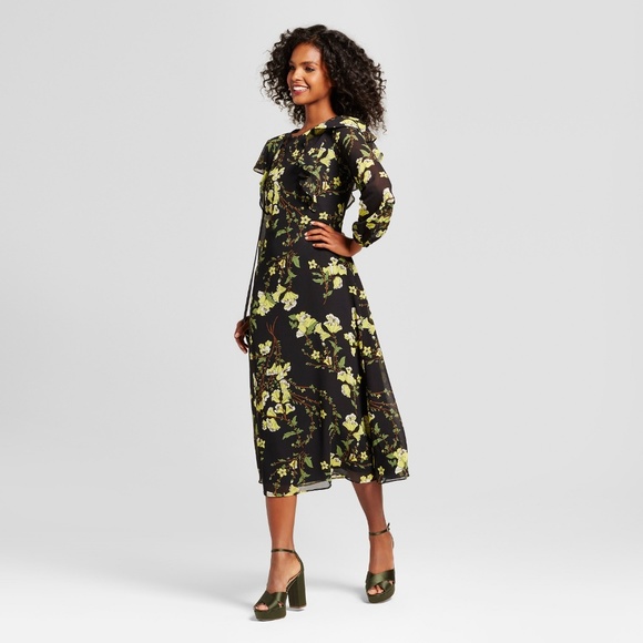 Who What Wear Dresses & Skirts - Who What Wear | Floral Ruffle Midi Dress | A88